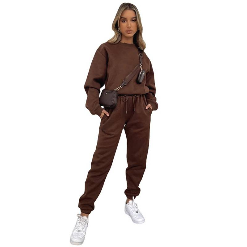 fashion suits for women long-sleeved loose round neck sweatshirt casual sports trousers_autovado.com