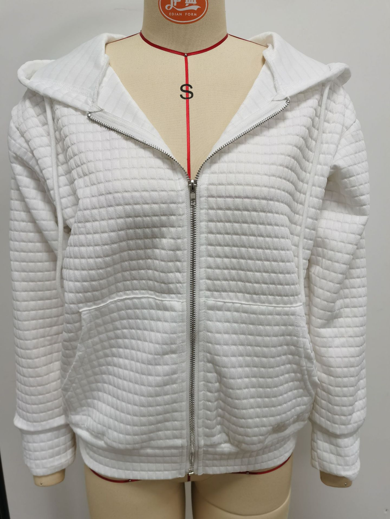 Women's Clothing zipper hooded cardigan long sleeved sweater jacket_autovado.com