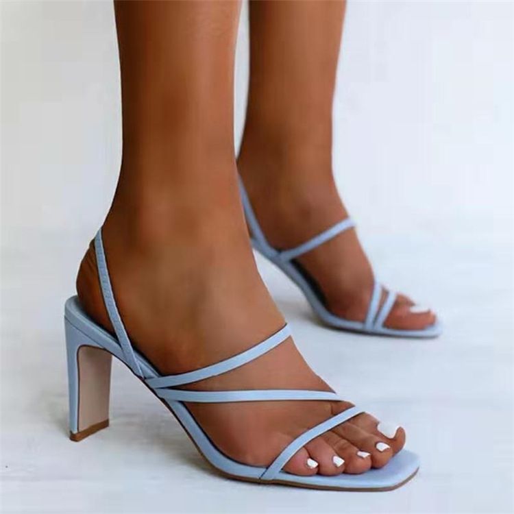 Women's fashion new thick heel sandals square head large size women's shoes_autovado.com