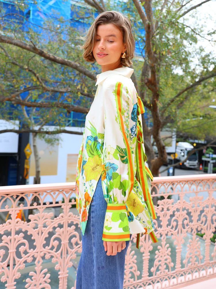 Women's Clothing new printed holiday long sleeved two piece suit INS loose casual trousers suit _autovado.com
