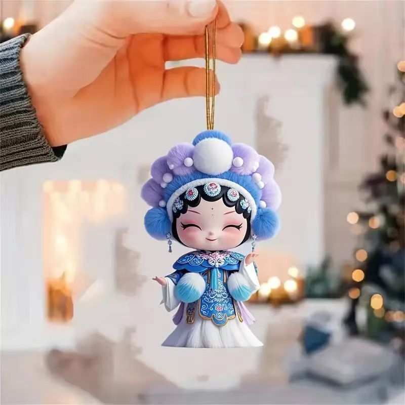 Hua Dan Chinese Style Peking Acrylic Opera Character Hanging Decoration Drama Keychain National Trend Bag Pendant_autovado.com