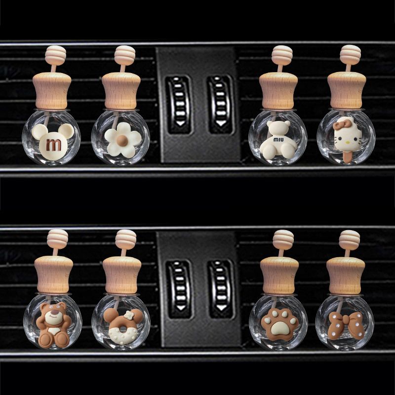 Cartoon milk tea car perfume bottle empty bottle Internet celebrity car air outlet aromatherapy clip ins decoration decoration supplies_autovado.com