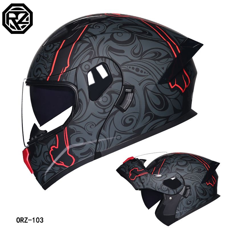 Orz New Revealed Double Lens Men's And Women's Four Seasons Motorcycle Travel Cruise Helmet Large_autovado.com