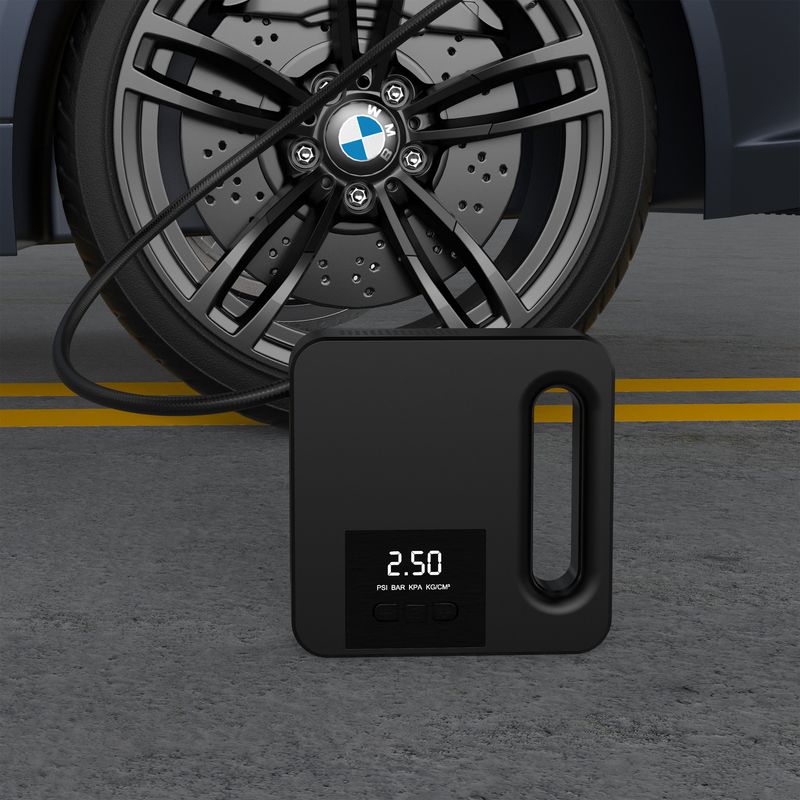 Car mounted intelligent digital display 12V vehicle multifunctional portable inflation pump tire pressure detection LED_autovado.com