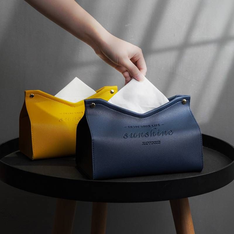 Modern Leather Tissue Box – V-Cut Desktop Holder (Minimalist & Durable)_autovado.com
