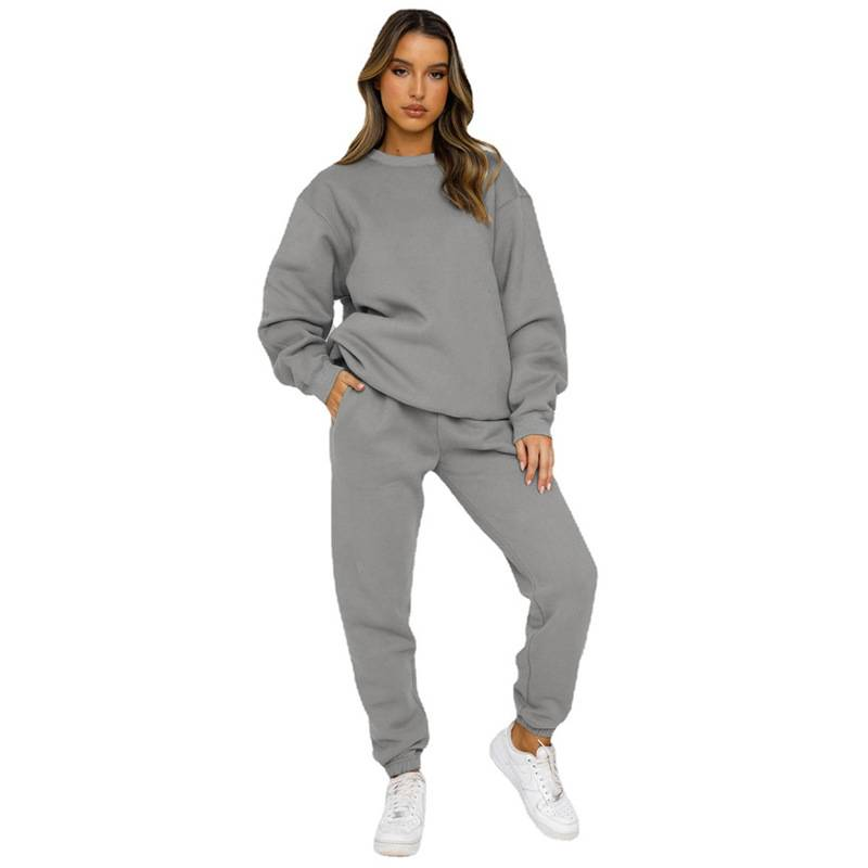 fashion suits for women long-sleeved loose round neck sweatshirt casual sports trousers_autovado.com