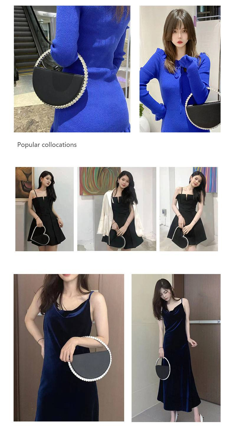 Round Crystal Diamond Bag Sparkling Clutch Bag Internet Celebrity Same Purse Little Fairy Bag Girl Small Bag_autovado.com