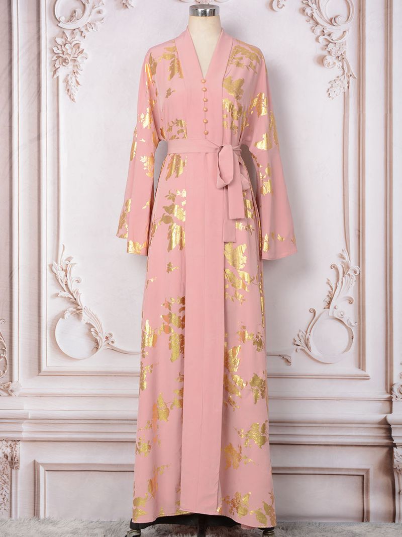 Women's Clothing Middle Eastern Muslim women's fashion new style gold stamped evening dress Arabic dress Kaftan robe_autovado.com