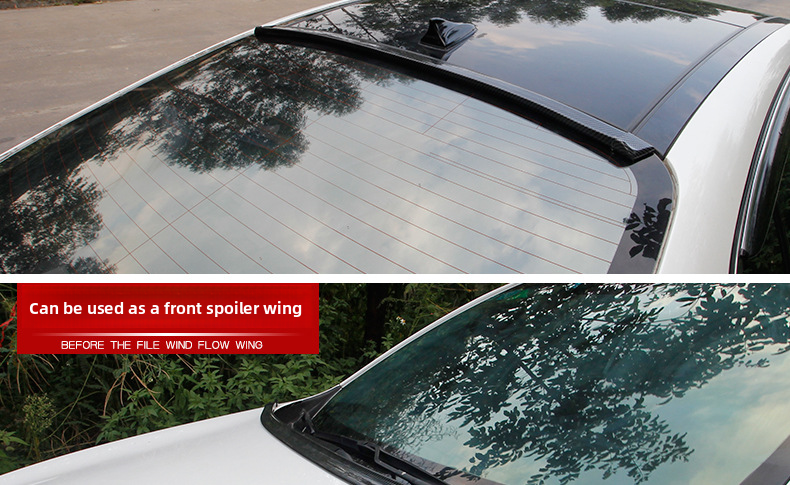 Car 3D Pattern Rubber Spoiler No Drilling Required Universal Carbon Fiber Diffuser Anti-Collision Strip_autovado.com