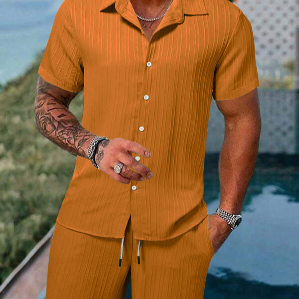 Men's Clothing Polo Casual Loose Short-sleeved Shorts Sports Suit_autovado.com