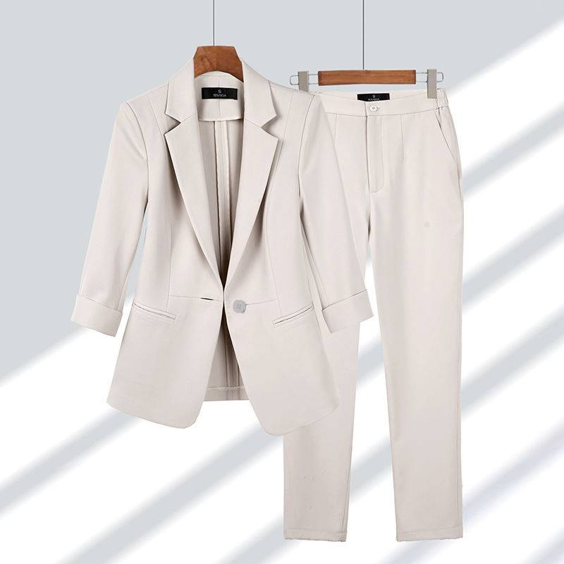 Spring Summer New Elegant Su Jacket Matching Set Women's Korean Chic Blazers Coat Pants 2 Piece Female Professional_autovado.com