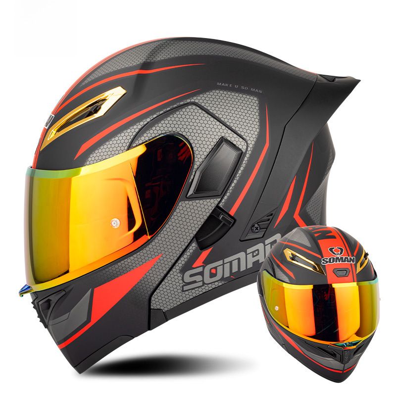 Double lens visor helmet four seasons riding warm safety helmet_autovado.com