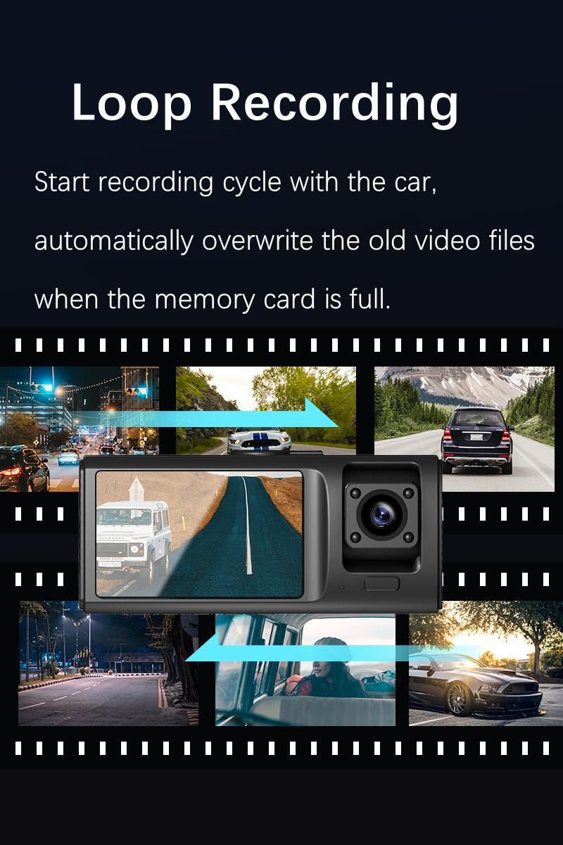 new V20 three-record driving recorder 1080p night vision three-lens WIFI recorder reversing visual_autovado.com