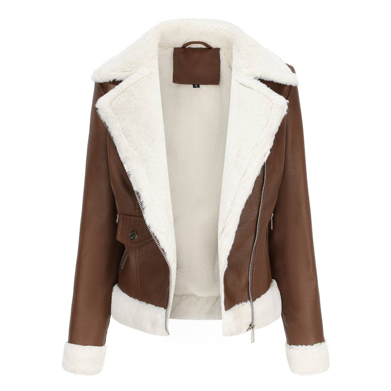 New Suede women's long-sleeved warm lapel jacket European and n commuter casual jacket_autovado.com