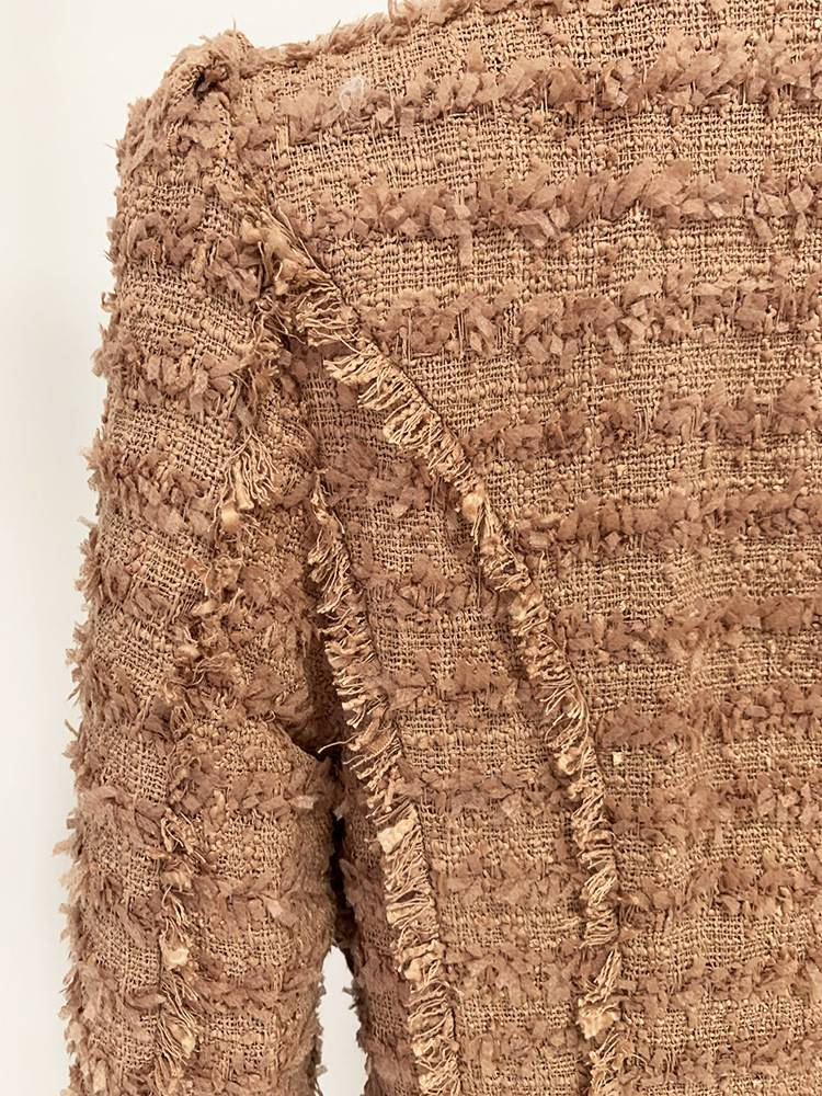 Women's New Style Star Fashion Fringed Tweed Slim Blazer_autovado.com