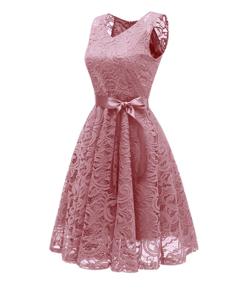 Women's Nordic small fresh V-neck mature women's big swing lace women's dress_autovado.com