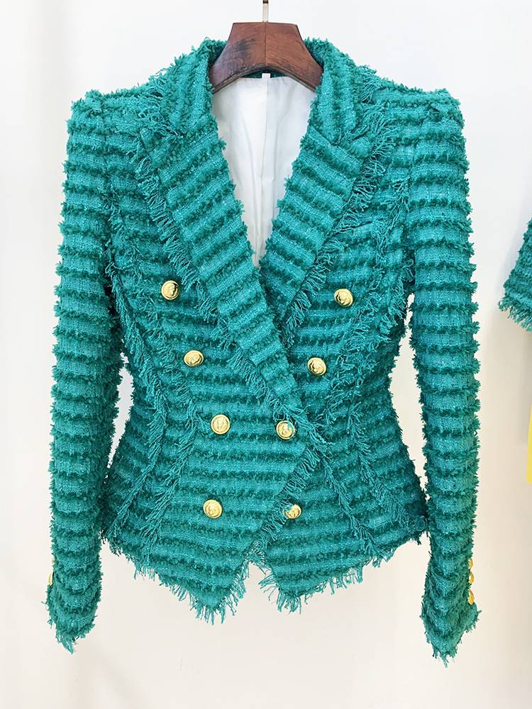 Women's New Style Star Fashion Fringed Tweed Slim Blazer_autovado.com