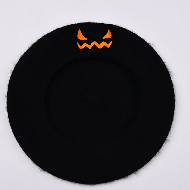 Hot Sale Embroidery Gift Party Solid Color Spring Autumn Beret Wool Keep Warm Women Halloween Painter Hat_autovado.com