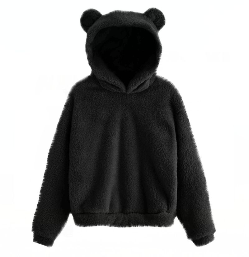 Women's Clothing autumn and winter new fluffy rabbit ears hooded warm sweater sweater_autovado.com