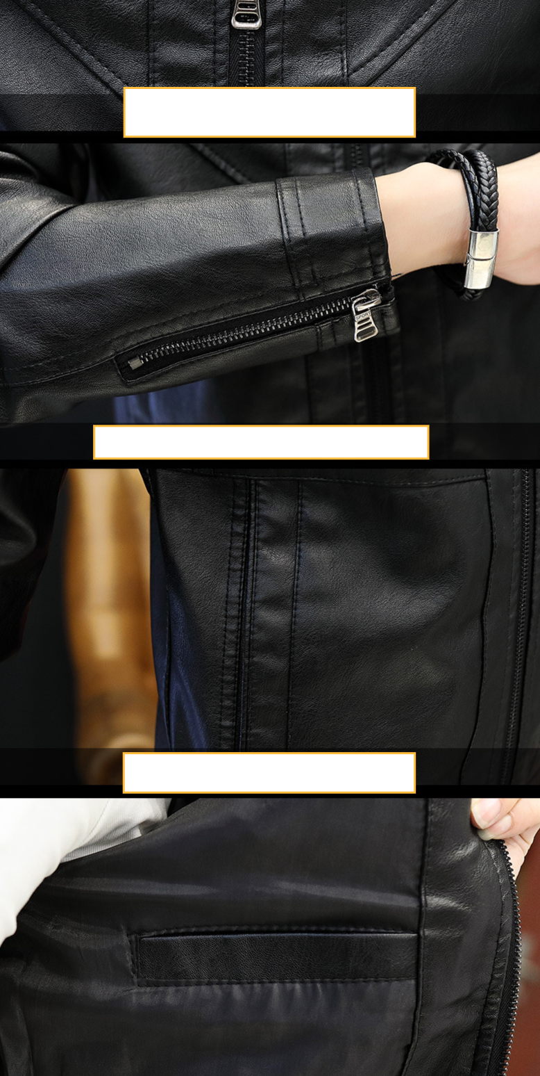 Men's Clothing Autumn and Winter Men's PU Leather Jacket Men's Thin Casual Men's Jacket Stand Collar Slim Leather Jacket Youth_autovado.com