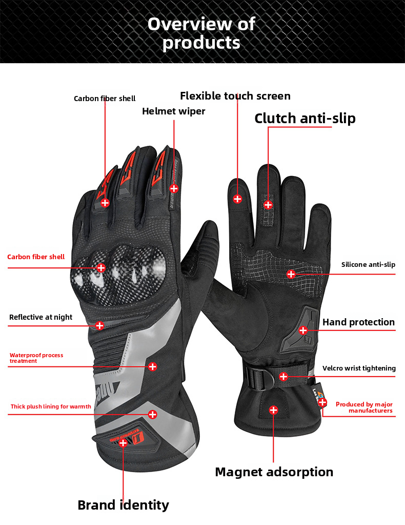 OnesAgain Motorcycle Winter Riding Gloves Men Long Waterproof Windproof Warm Women Rider Motorbike Anti-drop_autovado.com