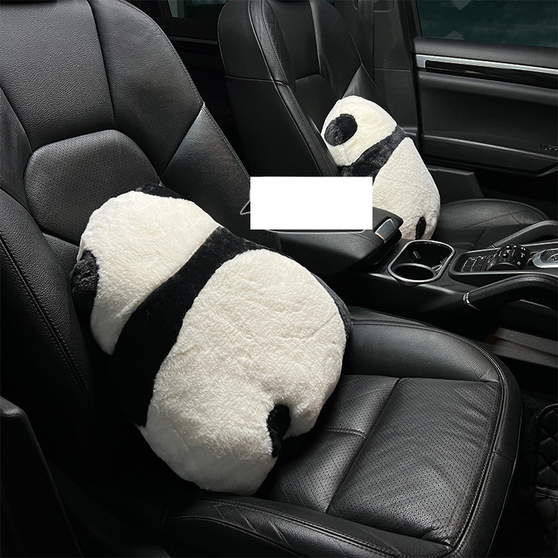 Can love Panda car waist autumnwinter plush comfortable warm car pillow pillow cartoon car cushion woman_autovado.com