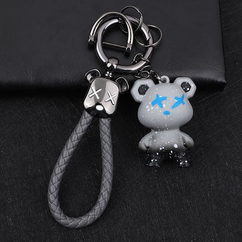 Chameleon Bear Keychain Braided Rope Car Keychain Female Cartoon Bear Creative Couple Exquisite Bag Pendant_autovado.com