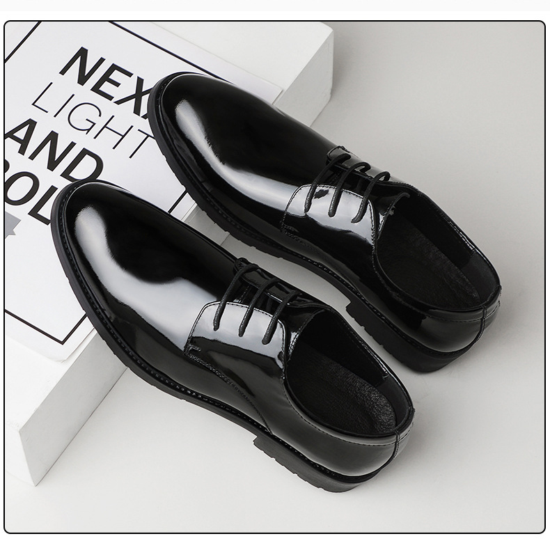 New dress leather shoes bright leather patent leather men business British style pointy wedding party performance leather men's shoes_autovado.com