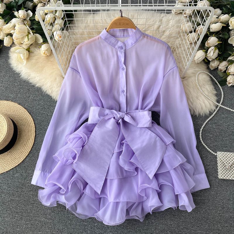 Women's clothing chic tops for women autumn new ruffled western style advanced design bow tie niche_autovado.com