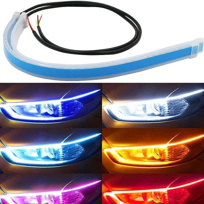Car Headlight Start Scan Ultra-thin Guide Strip New LED Flowing Turn Signal Tear Eye Universal Daytime Running Light_autovado.com