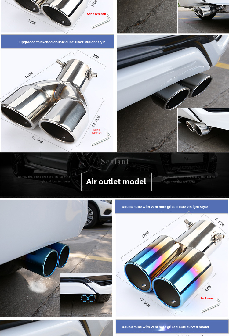 Stainless Steel Muffler Gas Cover Decoration Single Car Exhaust Pipe Universal Tail Throat_autovado.com