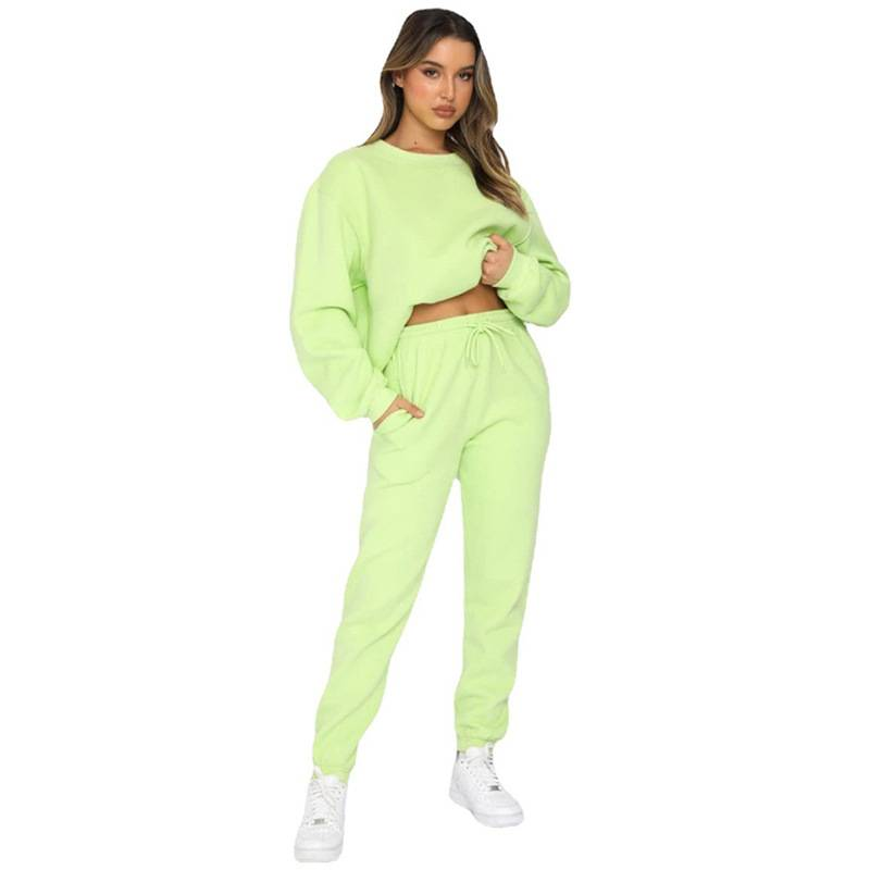 fashion suits for women long-sleeved loose round neck sweatshirt casual sports trousers_autovado.com