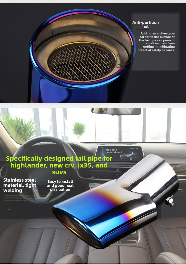 Cross-Border Hot Sale Suitable For CRV Range Rover IX35 Car-Specific Tail Muffler Car Exhaust Pipe Silencer Tailpipe_autovado.com