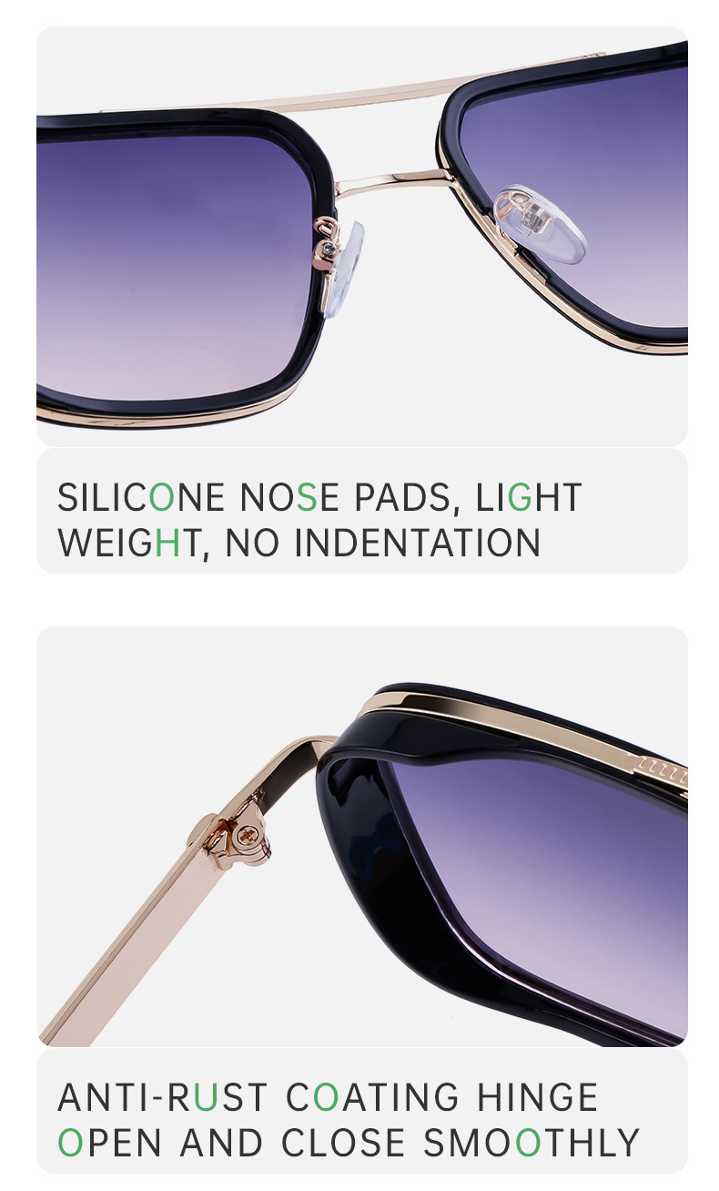 2024 New European and American Retro Punk Style Sunglasses Men's Sun Protection Square Frame Sunglasses Men's Cross-Border Wholesale Shades_autovado.com
