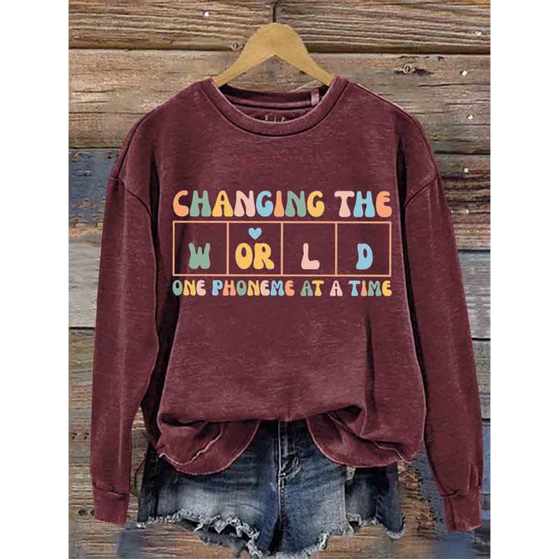 Women's Clothing round neck printed sweatshirts spring and autumn hot selling casual all match long sleeved men's and women's tops_autovado.com