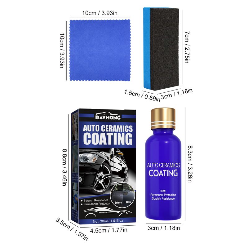 Rayhong 3pcs/set Auto Ceramics Coating, Clean Decontamination Waterproof Dustproof Scratch Repair Paint Maintenance Renovation Coating Solution_autovado.com