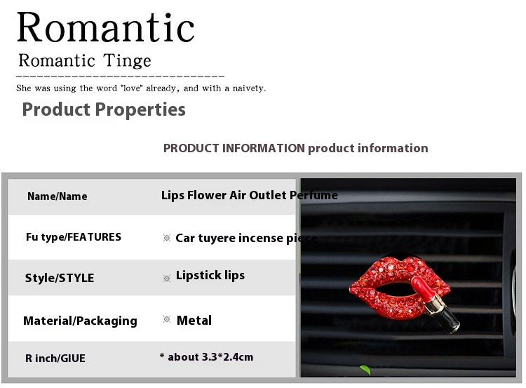 New Car Perfume Clip Creative Diamond Red Lip Car Air Conditioner Air Outlet Aromatherapy Clip Car Interior Jewelry Ornaments_autovado.com