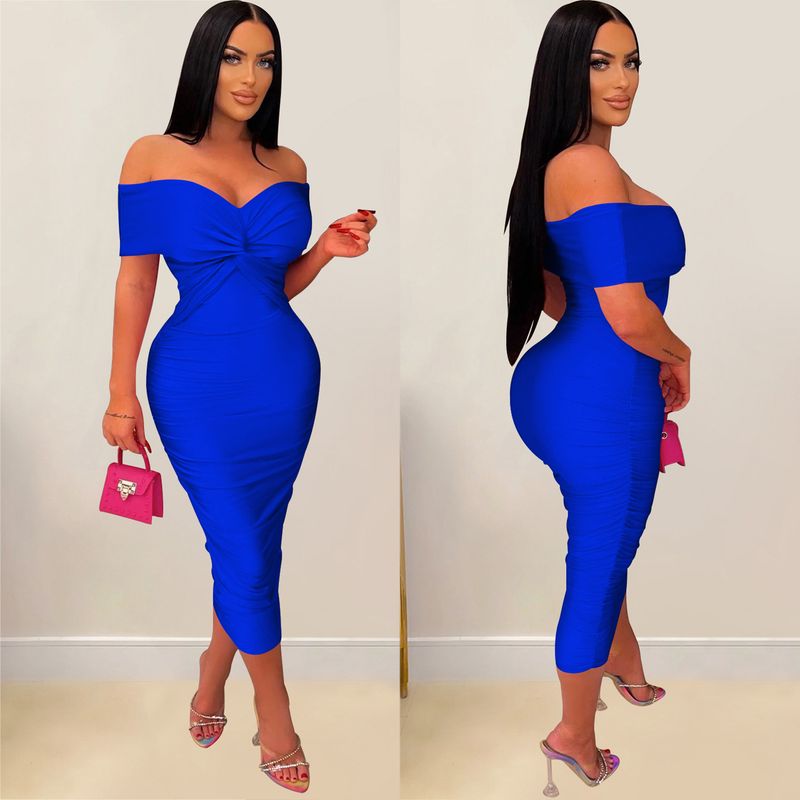 Women's solid color pleated sleeveless long skirt tube top dress_autovado.com