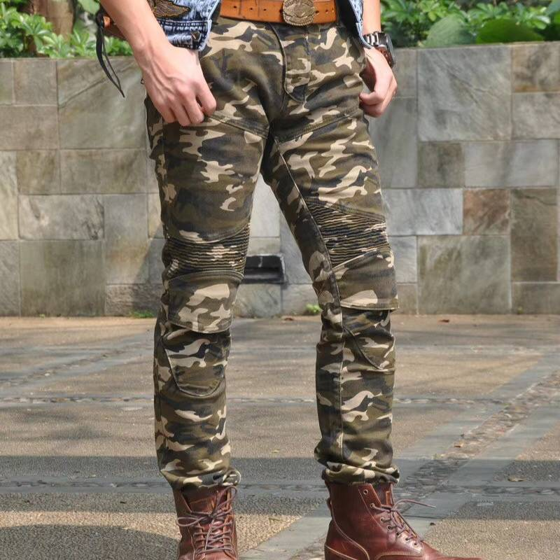 Men's Camo Stretch Jeans - Motorcycle Riding Pants With Breathable Fabric, Comfort Fit For Casual & Outdoor Activities (S-XXXL)_autovado.com
