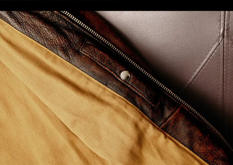 Men Genuine Leather Jacket Vintage Brown 100% Cowhide Coat Man Slim Fashion Biker Clothing Asian Size S6XL M697 Drop_autovado.com