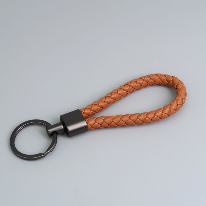 Braided Leather Cord Key Chain Zinc Alloy Button-end Key Ring Ring Car Key Hanging Accessory_autovado.com