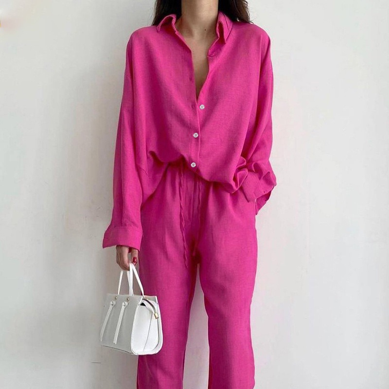Temperament Lapel Long-sleeved Shirt Lace-up Pants Fashion Casual Suit_autovado.com