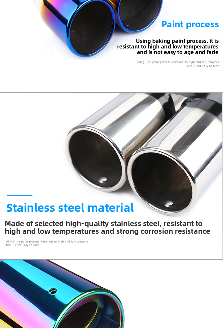 Stainless Steel Muffler Gas Cover Decoration Single Car Exhaust Pipe Universal Tail Throat_autovado.com