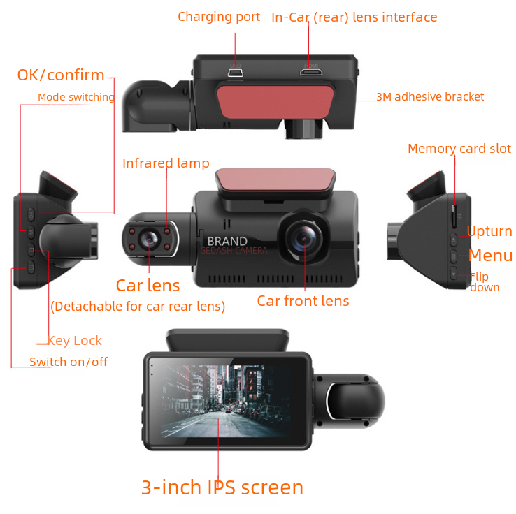 360-degree HD 1080 driving recorder with WiFi mobile phone interconnection car front car double lens rotatable_autovado.com