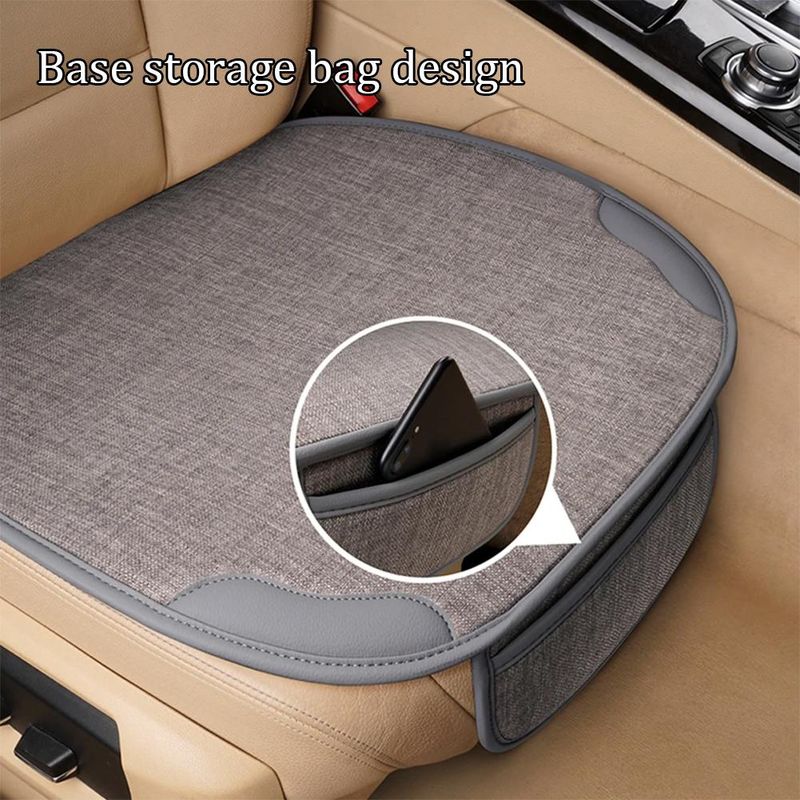 Flax Cover Cool Breathable Fabric Car Front Cushion/Rear Seat Cushion Four Seasons Universal_autovado.com