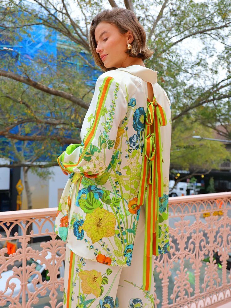 Women's Clothing new printed holiday long sleeved two piece suit INS loose casual trousers suit _autovado.com