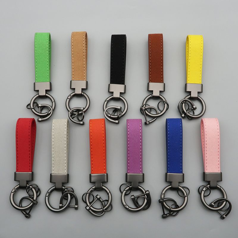 Suede Car Keychain Leather Couple Bag Pendant Men And Women Multifunctional Anti Lost Lettering Key Ring_autovado.com