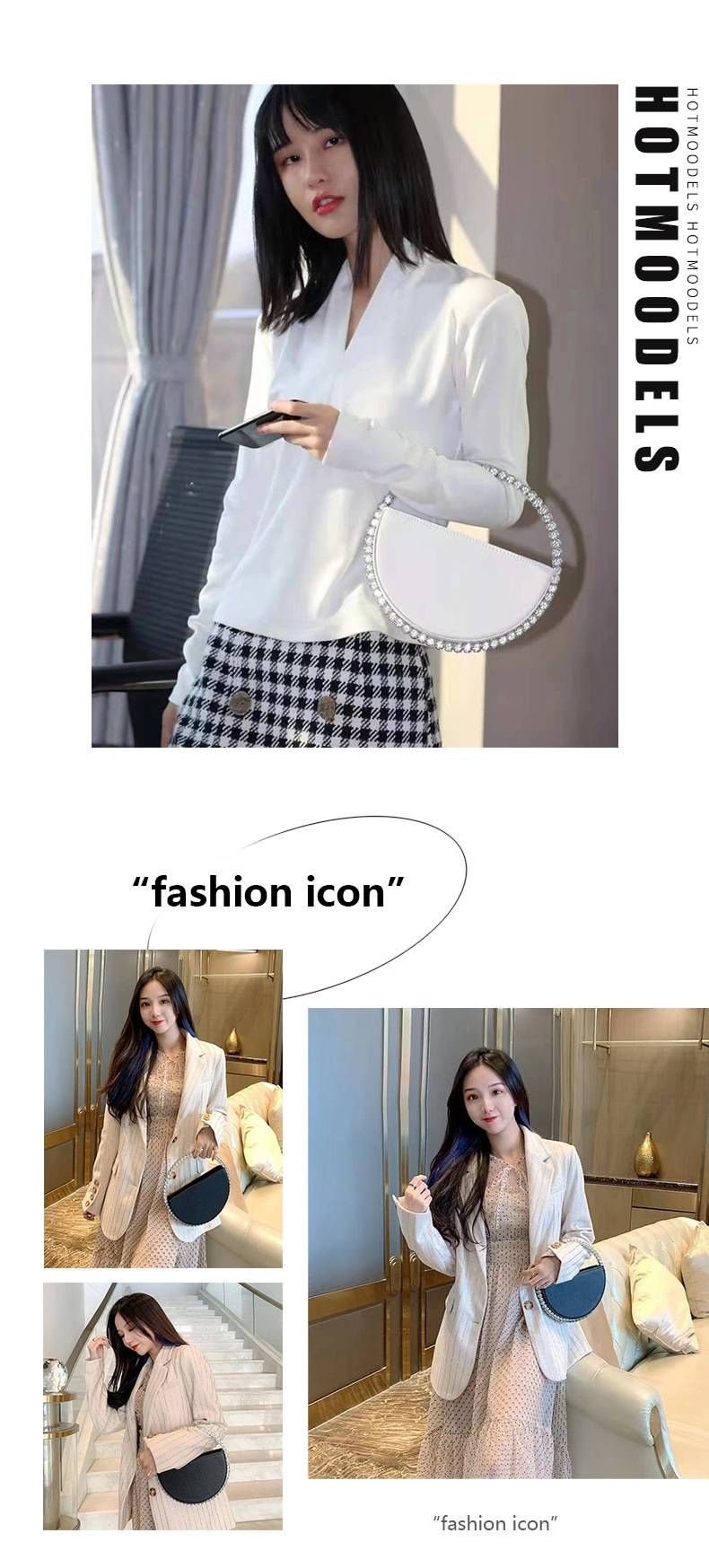 Round Crystal Diamond Bag Sparkling Clutch Bag Internet Celebrity Same Purse Little Fairy Bag Girl Small Bag_autovado.com