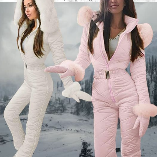 Women's Outdoor Fashion Ski Suit Jacket Hoodie Outdoor Sports Jumpsuit Zipper Ski Suit_autovado.com