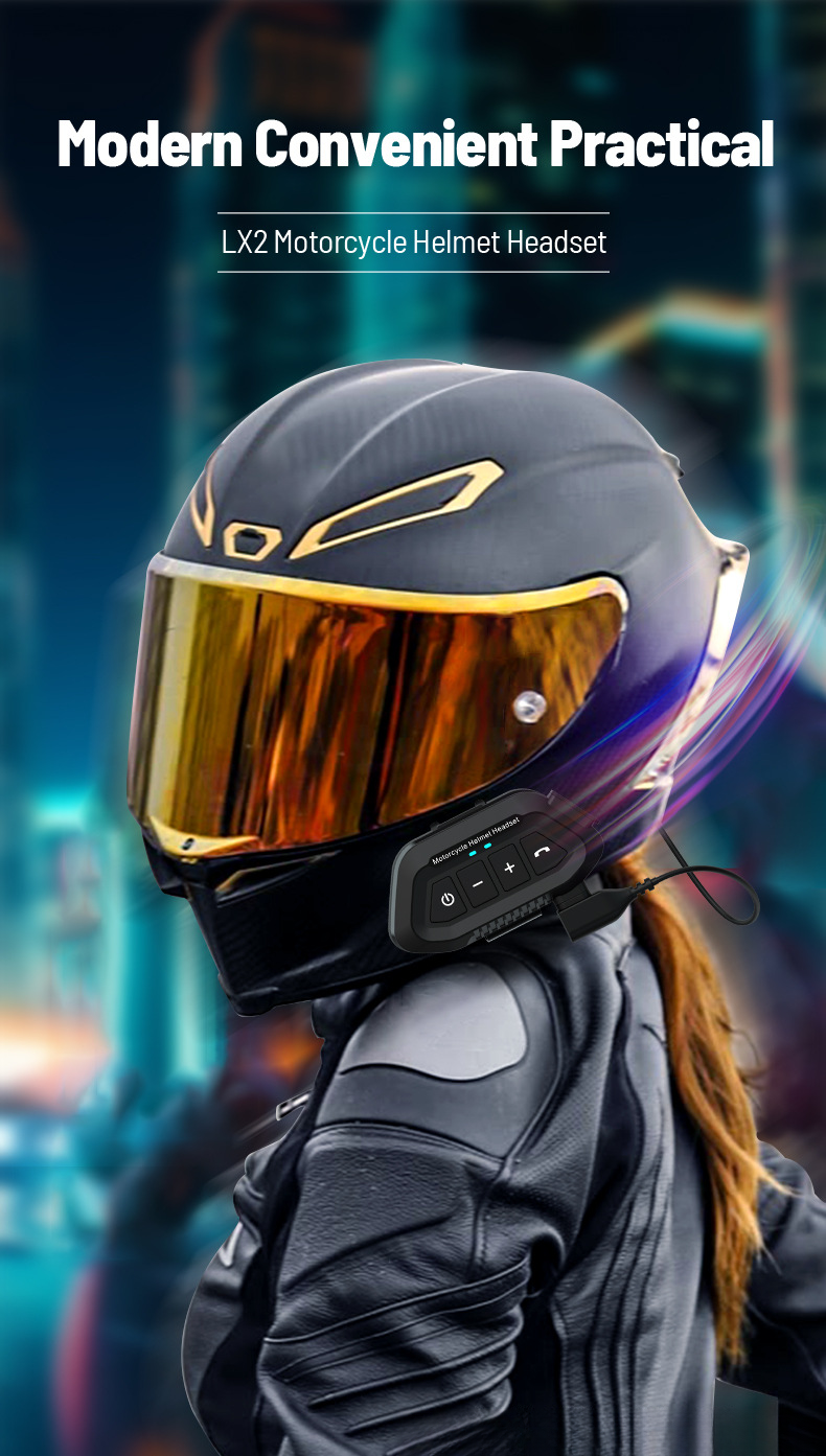 LX2 Motorcycle Waterproof Rider Wireless 5.3 Helmet Bluetooth Earphones_autovado.com